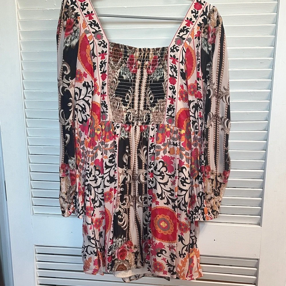 Anthropologie Floral Bohemian Dress with Square Neckline - Picture 4 of 4